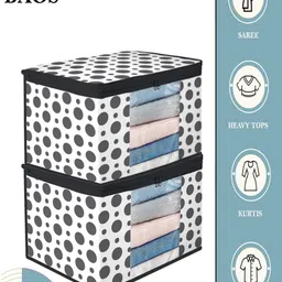 ANKIT INTERNATIONAL Pack of 3 Polka Design Saree Storage Organizers image 5
