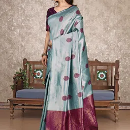 F FASHION Woven Design Zari Banarasi Saree image 2