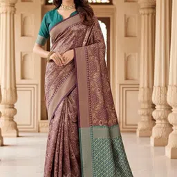 Moda Rapido Woven Design Zari Silk Blend Heavy Work Banarasi Saree-image-17