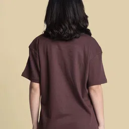 Bene Kleed Women Typography Printed Drop-Shoulder Sleeves Raw Edge T-shirt image 2