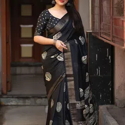 HERE&NOW Ethnic Motifs Zari Art Silk Banarasi Saree-picture-12
