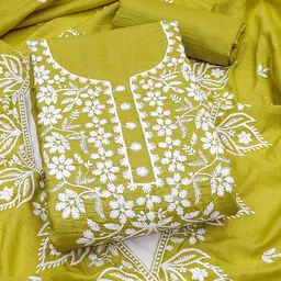 SAINOOR Embroidered Pure Cotton Semi-Stitched Dress Material-picture-49