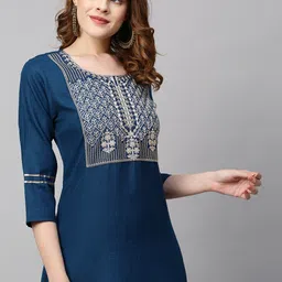 GoSriKi Women Floral Embroidered Regular Sequinned Kurta with Trousers & With Dupatta image 2