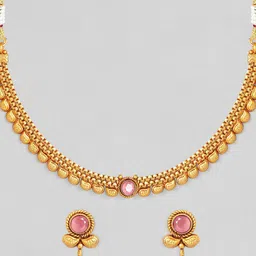 Rubans 22KT Gold-Plated Stone Studded & Pearls Beaded Jewellery Set image 3