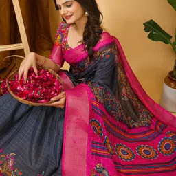 DIVASTRI Kalamkari Printed Zari Saree image 3