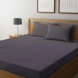 Myntra Elegant Homes Grey 300 TC King Bedsheet with 2 Pillow Covers-picture-24