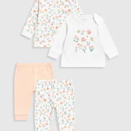 mothercare Girls Pack of 2 Floral Printed Pure Cotton T-shirt with Pyjamas-image-79
