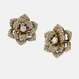 Anouk Gold-Plated Cubic Zirconia Studded Floral Shaped Studs image 5