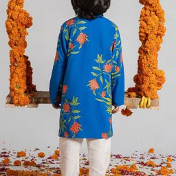 SPUNKIES Boys Floral Printed Kurta with Pyjama image 4