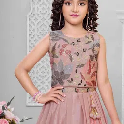 Lagorii Girls Embroidered Sequinned Ready to Wear Lehenga & Blouse With Dupatta-picture-26