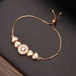 Jazz and Sizzle Gold-Plated Cubic Zirconia Studded Link Bracelet-picture-40
