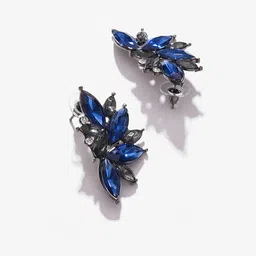 DressBerry Silver-Plated Artificial Stones Studded Leaf Shaped Studs image 5
