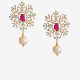 Kushal's Fashion Jewellery Ruby Rhodium-Plated Party Zircon Studs Earrings image 2