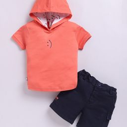 KIDZELLO Boys Printed Hooded Pure Cotton T-Shirt With Shorts-picture-41