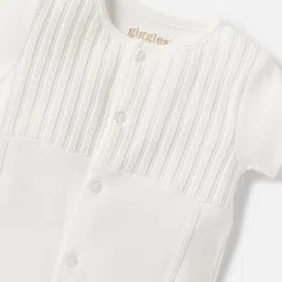 Giggles by Babyshop Boys Textured Short Sleeves Cotton Rompers image 2