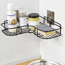 frap Sticker Mounted Bathroom Corner/ Shelf/ Rack/ Storage Organizer Iron Wall Shelf image 5
