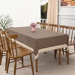 Myntra Elegant Homes Brown Geometric Printed Waterproof Plastic 8-Seater Table Cover-picture-15