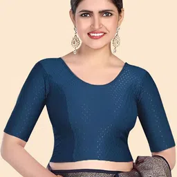 SHREEJI DESIGNER Self-Design Round Neck Stretchable Saree Blouse image 1