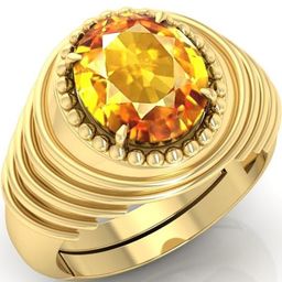 Todani Jems Unisex Yellow Sapphire Gemstone Gold Plated Adjustable Ring-picture-38