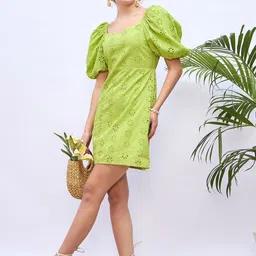 ZUMMER Puff Sleeve Fit & Flare Dress image 4