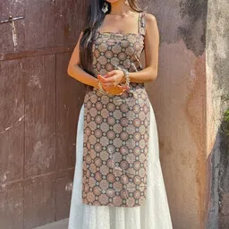 GoSriKi Women Ethnic Motifs Printed Shoulder Straps Ethnic Kurta-picture-10