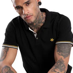 WROGN Men Solid Polo Collar Cotton T-Shirt image 4