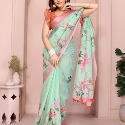 Shri salasar silk Mills Floral Printed Zari Saree-image-37