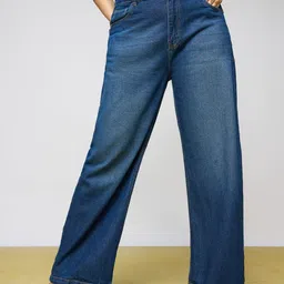 FREAKINS Women Wide Leg High-Rise Light Fade Jeans image 1