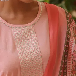 KALINI Ethnic Motifs Printed Thread Work Pure Cotton Kurta with Trousers & Dupatta image 4