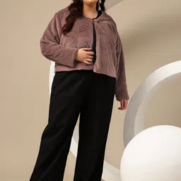 Sztori Plus Size Collarless Crop Tailored Jacket image 4