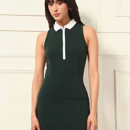 VANGULL Women Shirt Collar Bodycon Dress-image-2