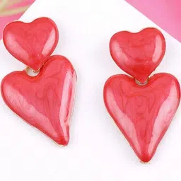 Estailo fashion Silver-Toned Heart Shaped Drop Earrings-image-62