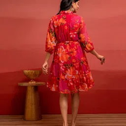Juniper Floral Printed Shirt Collar Fit & Flare Dress image 5