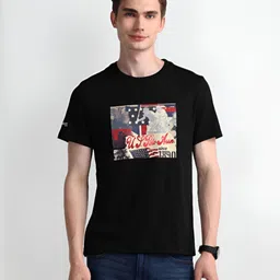 U.S. Polo Assn. Men Graphic Printed Round Neck Cotton Slim Fit T-Shirt image 1