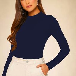 Dream Beauty Fashion Top-53-Empire-NavyBlue Women Solid Round Neck Long Sleeves Top-picture-27