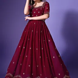 KALINI Embroidered Fit & Flared Ethnic Dress-picture-26