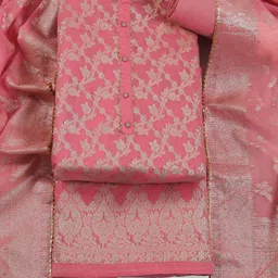 TAVAS Ethnic Motifs Printed Art Silk Unstitched Dress Material-image-29