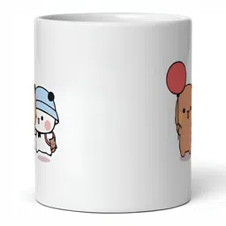 Mr UVD White & brown Cartoon Characters Printed Ceramic Matte Mug 350 ml image 5