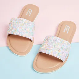 Fame Forever by Lifestyle Girls Embellished Open Toe Flats-picture-39
