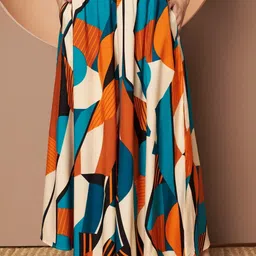 OTABU Women Printed Relaxed Flared Wrinkle Free Trousers image 4