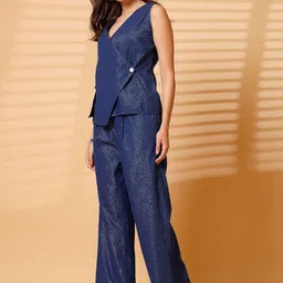 Nomad Lifestyle Striped Pure Cotton V-Neck Top & Trousers Co-Ords image 3