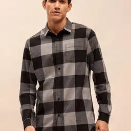 RAYNE BLACK Men Classic Slim Fit Buffalo Checks Checked Casual Shirt-picture-37