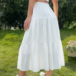 mrfabricse Women Solid Regular White Skirt image 2