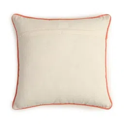 Revive Home White & Yellow Zebra Design Embroidered Square Cotton Cushion Cover image 2