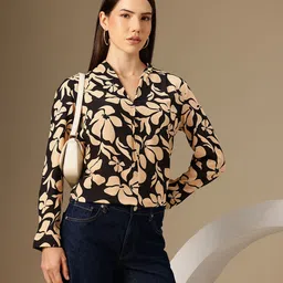 Chemistry Floral Print Cuffed Sleeves V-Neck Shirt Style Top-picture-18
