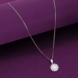 KAI JEWEL Sterling Silver Rhodium-Plated Cubic Zirconia Studded Pendant With Chain-picture-40