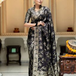 Mitera Ethnic Motifs Woven Design Zari Banarasi Saree-picture-32