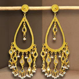 UnfoldSelf Gold Plated Kundan Chandbalis Earrings image 5