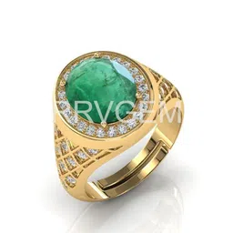 RRVGEM Gold Plated 8.50 Ratti Emerald Finger Ring-picture-27