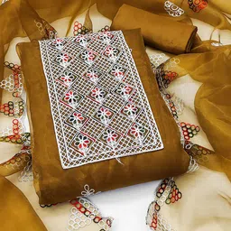 HERE&NOW Embroidered Organza Unstitched Dress Material-picture-17